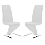 Demi Z White Faux Leather Dining Chairs With Chrome Feet In Pair