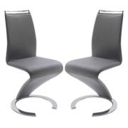 Summer Z Grey Faux Leather Dining Chairs In Pair