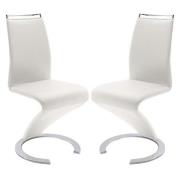 Summer Z White Faux Leather Dining Chairs In Pair