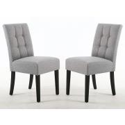 Mendoza Silver Grey Fabric Dining Chairs With Black Legs In Pair