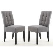 Mendoza Steel Grey Fabric Dining Chairs With Black Legs In Pair