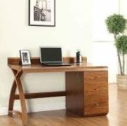 Juoly Single Pedestal Computer Desk In Walnut With 3 Drawer