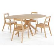 Marsrow White Oak Finish Dining Table And 4 Dining Chairs