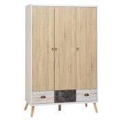 Noein Wide Wardrobe In White And Distressed Effect