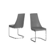 Markyate Grey Leather Dining Chairs With Chrome Legs In Pair