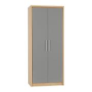 Samaira Wardrobe In Grey High Gloss With 2 Doors