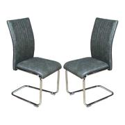 Ceibo Two Tone Grey Leather Dining Chairs In Pair