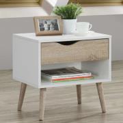 Appleton Wooden Bedside Cabinet In White And Oak Effect