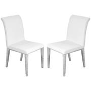 Kirkland White Faux Leather Dining Chairs In Pair