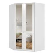 New Tork Tall Mirrored Corner Wardrobe In White