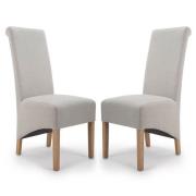 Kyoto Plain Cappuccino Fabric Dining Chairs With Oak Leg In Pair