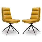 Nobo Ochre Faux Leather Dining Chair With Black Legs In Pair