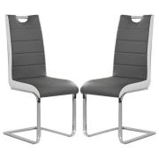 Petra Grey And White Faux Leather Dining Chairs In Pair