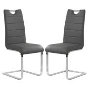 Petra Grey Faux Leather Dining Chairs In Pair