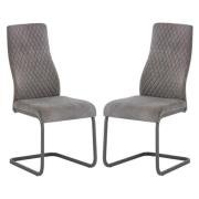 Palmen Light Grey Fabric Dining Chair In A Pair