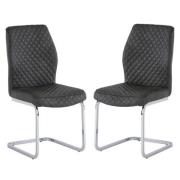 Caprika Grey PU Leather Dining Chair In A Pair