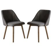 Elliata Slate Grey Fabric Dining Chairs In Pair