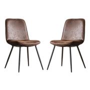 Netanya Brown Faux Leather Dining Chairs In A Pair