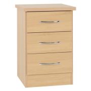 Noir Bedside Cabinet In Sonoma Oak With 3 Drawers