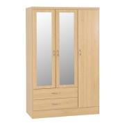 Mark Wooden Wardrobe With 3 Doors 2 Drawers In Sonoma Oak