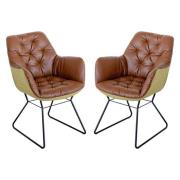 Titania Brown Two Tone Faux Leather Dining Chairs In Pair