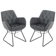 Titania Grey Two Tone Faux Leather Dining Chairs In Pair