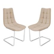 Mintaka Beige Faux Leather Dining Chairs In Pair