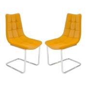 Mintaka Mustard Yellow Faux Leather Dining Chairs In Pair