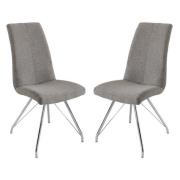 Mekbuda Grey Fabric Upholstered Dining Chair In Pair