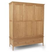 Courbet Triple Door Wardrobe In Light Solid Oak With 2 Drawers