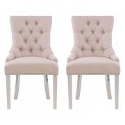 Mintaka Natural Velvet Dining Chairs With Sledge Legs In A Pair