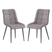 Paley Grey Fabric Upholstered Dining Chairs In Pair