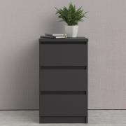 Nakou Wooden Bedside Cabinet With 3 Drawers In Matt Black