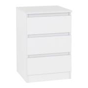 Mcgowan Wooden Bedside Cabinet In White With 3 Drawers