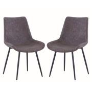 Imperia Dark Brown Fabric Upholstered Dining Chairs In A Pair