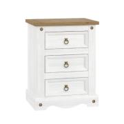 Consett Wooden Bedside Cabinet With 3 Drawers In White And Oak