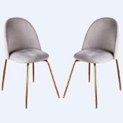 Coonan Grey Velvet Dining Chairs With Gold Legs In Pair