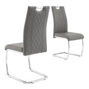 Gerbit Grey Faux Leather Dining Chairs In Pair