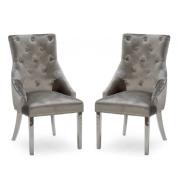 Enmore Knockerback Champagne Velvet Dining Chairs In Pair