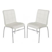 Coco White Faux Leather Dining Chairs With Chrome Legs In Pair