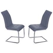 Paris Grey Faux Leather Dining Chairs In Pair