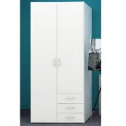 Scalia Wooden Wardrobe In White With 2 Doors 3 Drawers