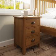 Rosemont Wooden 3 Drawers Bedside Cabinet In Rustic Oak