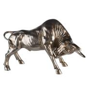 Bull Poly Sculpture In Antique Champagne