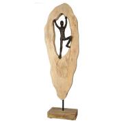 Mountainclimber Aluminium Sculpture In Bronze With Wooden Frame