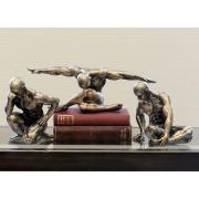 Workout Poly Set Of 3 Design Sculpture In Antique Bronze