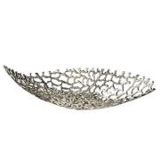 Twirl Aluminium Large Decorative Bowl In Antique Silver