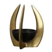 Ohio Aluminium Large Candleholder In Antique Gold And Black