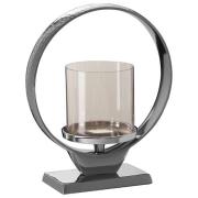 Circus Small Glass Candle Holder With Silver Aluminium Frame