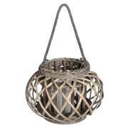 Cave Large Wicker Basket Lantern In Brown With Glass Hurricane